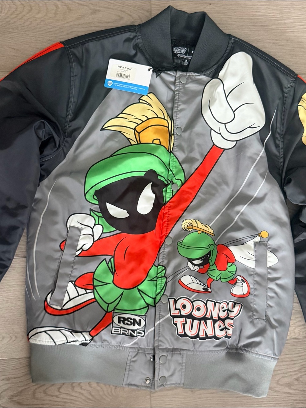 Reason Clothing x Looney Tunes Marvin the Martian Varsity Bomber Jacket Size M